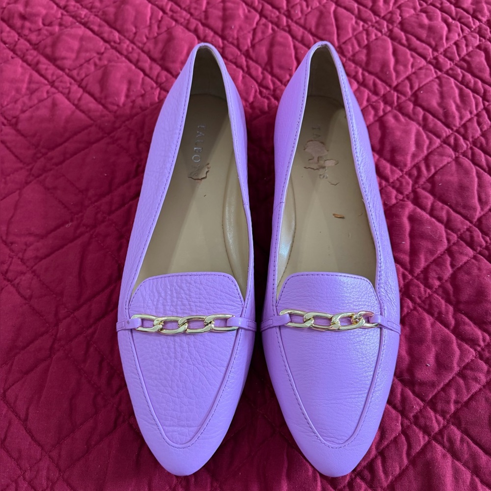 TALBOTS FRANCESCA CHAINLINK DRIVING MOCCASINS - PEBBLED LEATHER SIZE 9.5 - Picture 2 of 11
